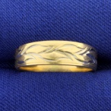 Decorative Engraved Band Ring In 14k Yellow And White Gold