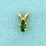 Natural Alexandrite And Diamond Pendant In 14k Yellow Gold