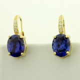 6ct Tw Lab Tanzanite And Cz Earrings In Sterling Silver