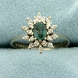 Natural Alexandrite And Diamond Starburst Ring In 14k White Gold
