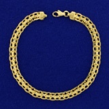 7 1/2 Inch Italian Made Designer Link Bracelet In 18k Yellow Gold