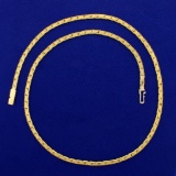Italian Made 24 Inch Heavy Flat Designer Link Neck Chain In 14k Yellow Gold