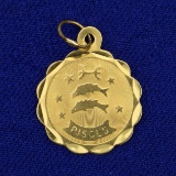 Pisces Zodiac Charm Or Pendant In 14k Yellow Gold