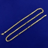 Designer 20 Inch Rope Style Neck Chain In 14k Yellow Gold