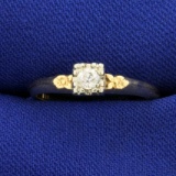 Antique Old European Cut Diamond Solitaire Ring In 14k Yellow And White Gold