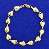 7 1/2 Inch Heart Link Heart Bracelet In 14k Yellow Gold