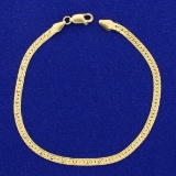 Italian Made Diamond Cut Herringbone Bracelet In 14k Yellow Gold
