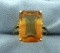 14ct Emerald Cut Citrine Ring