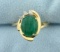 Large Cabochon Emerald And Diamond Ring In 14k Gold