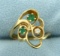 Emerald And Diamond Ring In 14k Yellow Gold