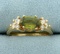 Peridot And Diamond Ring In 14k Yellow Gold