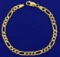 Italian Made Figaro Link Bracelet In 14k Yellow Gold