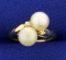 Akoya Pearl And Diamond Ring In 14k Yellow Gold