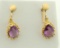 Screw Back 4ct Tw Amethyst Dangle Earrings In 14k Gold For Non-pierced Ears