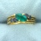 1ct Marquise Chrome Tourmaline And Sapphire Ring In 18k Yellow Gold