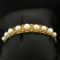 Vintage Akoya Pearl Bangle Bracelet In 18k Yellow Gold