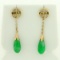 Dangle Jade Earrings In 14k Yellow Gold