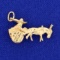 Farmer With Donkey Cart Charm In 10k Yellow Gold