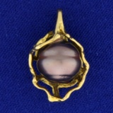 Banded Tahitian Pearl Pendant In 18k Yellow Gold