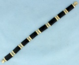 Onyx & 14k Gold Chinese Good Fortune Bracelet