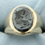 Men's Hematite Gladiator Ring In 10k Yellow Gold