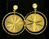 Round Star Design Dangle Earrings