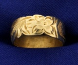 Vintage Flower Heart Band Ring