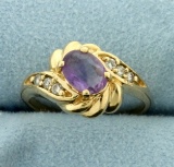 14k Amethyst And Diamond Ring