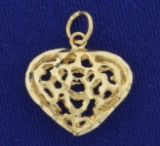 Modern Design Heart Pendant In 14k Yellow Gold