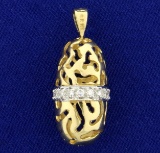 Abstract Custom Design Diamond Pendant In 14k Yellow Gold