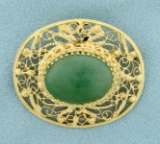 15ct Jade Pendant Or Pin In 14k Yellow Gold