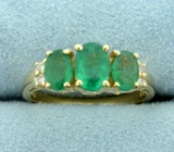 Over 2ct Tw Natural Emerald And Diamond Ring In 14k Yellow Gold