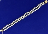 Double Stranded Pearl Bracelet In 14k Yellow Gold