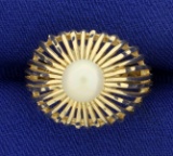 Unique Akoya Pearl Designer Ring In 14k Yellow Gold