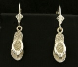 Dangle Flip-flop Earrings In 14k White Gold