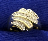 2/3ct Tw Baguette And Round Diamond Ring In 10k Yellow Gold