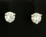 1/2ct Tw Diamond Stud Earrings In Platinum Basket Setting