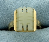White Jade Ring In 14k Yellow Gold