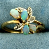 Opal And Diamond Ring 14k Yellow Gold