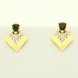 Sapphire And Diamond Earrings In 14k Yellow And White Gold