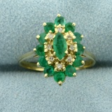 Over 1ct Tw Natural Emerald And Diamond Ring In 14k Yellow Gold