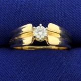 1/4ct Solitaire Diamond Engagement Ring In 14k Yellow Gold