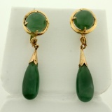 Vintage Dangle Jade Screwback Earrings In 14k Yellow Gold