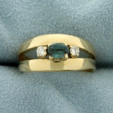 Natural Alexandrite And Diamond Ring In 14k Yellow Gold