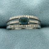 1/2ct Lab Alexandrite And Diamond Ring In 10k White Gold