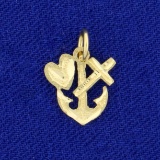 Cross, Heart, And Anchor Charm In 14k Yellow Gold