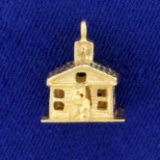 Vintage School House Charm In 14k Yellow Gold