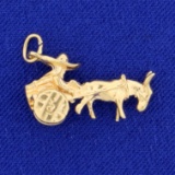 Farmer With Donkey Cart Charm In 10k Yellow Gold