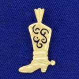 Cowboy Boot Pendant Or Charm In 14k Yellow Gold