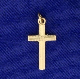 Unique Design Cross Pendant Or Charm In 14k Yellow Gold